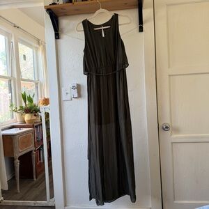 Zara Basic long olive green dress